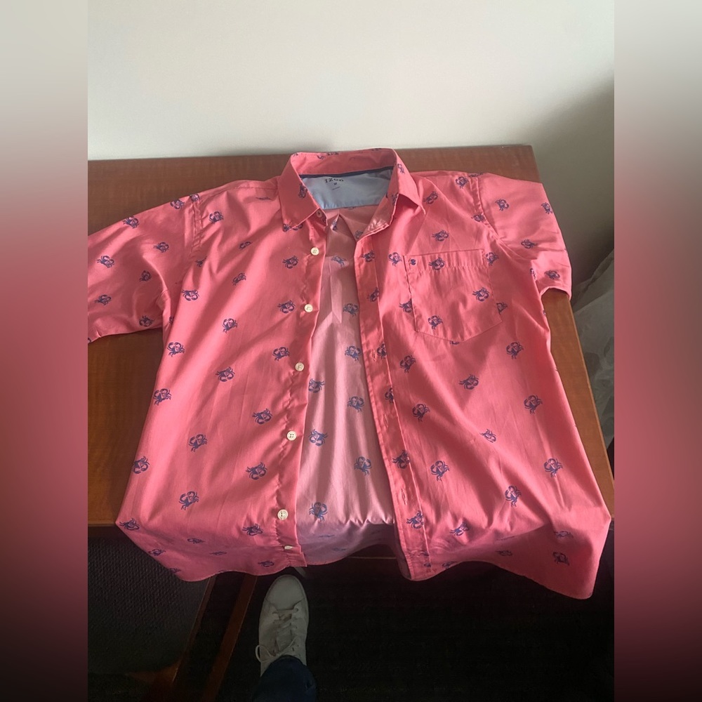 Izod Button-Up Shirt - Pink - Small Crab Decorations